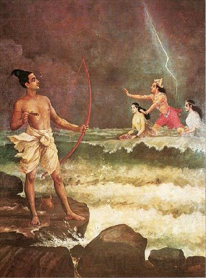Raja Ravi Varma Sri Rama Vanquishing the Sea France oil painting art